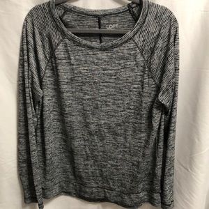 Loft crew neck black striped sweater